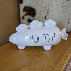 Rae Dunn Brand New "Hop To It" carrot & bunnies